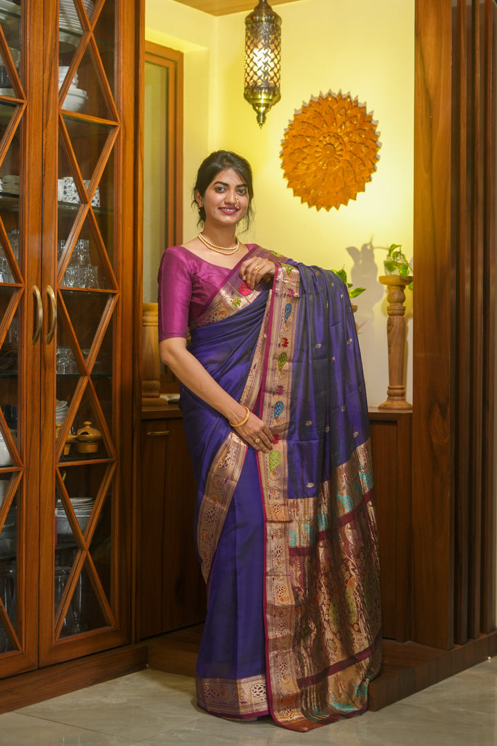 Blue Peshwai Silk Saree