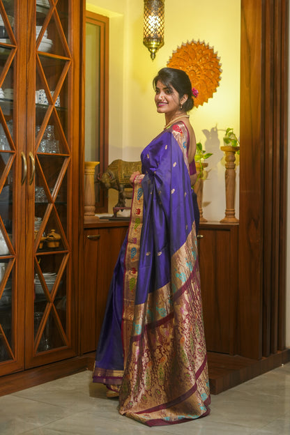 Blue Peshwai Silk Saree