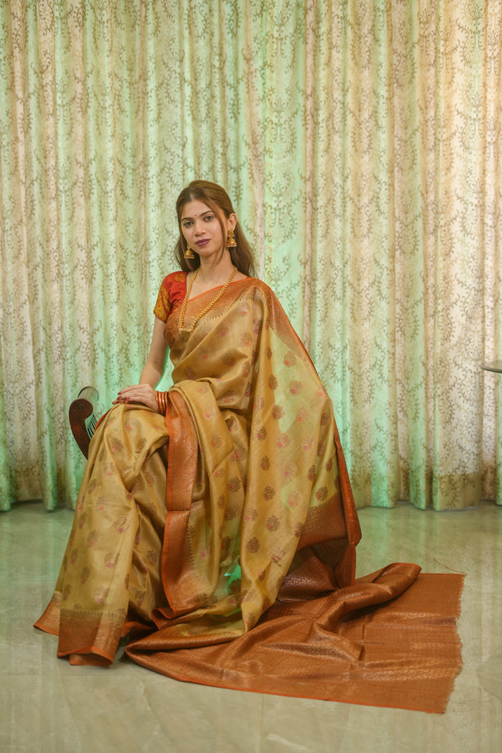 Beige Muga silk Saree