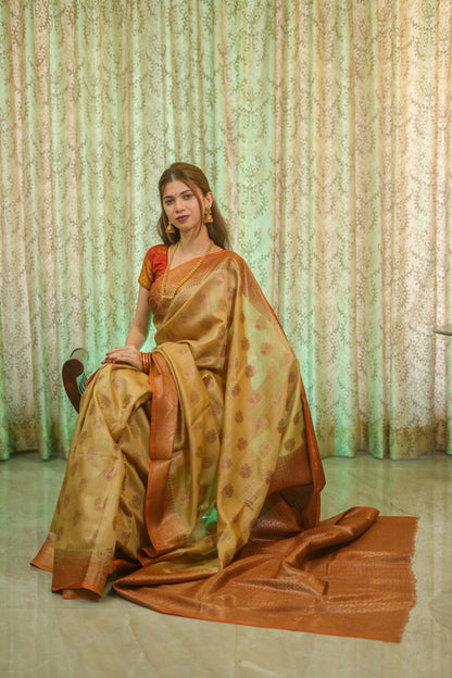 Beige Muga silk Saree