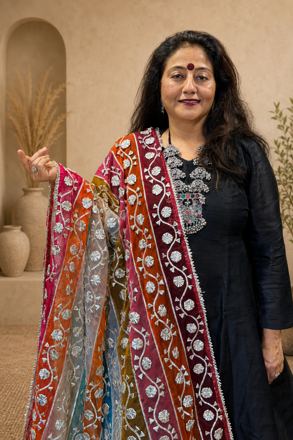 Multicoloured Organza Dupatta