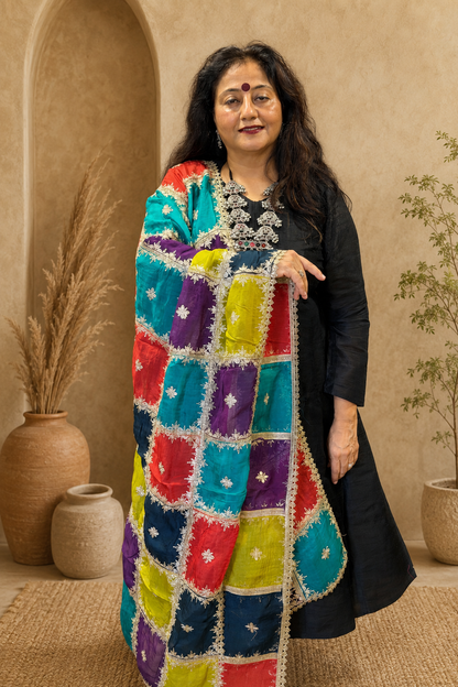 Multicoloured Chinon Dupatta