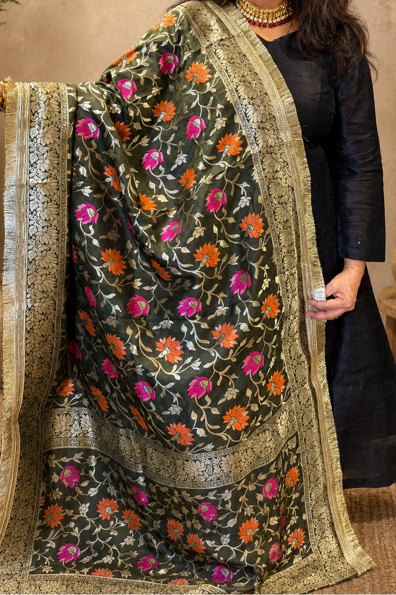 Green Banarasi Brocade Dupatta