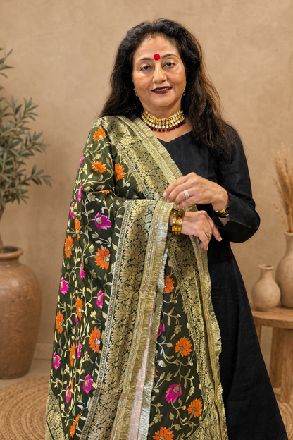 Green Banarasi Brocade Dupatta