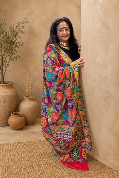 Multicoloured Crepe Dupatta