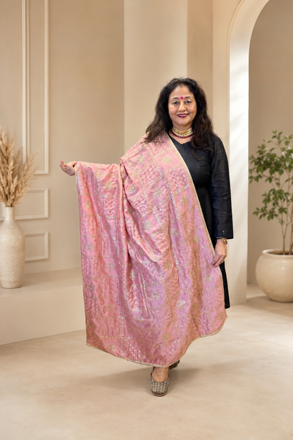 Rose Pink Silk Dupatta