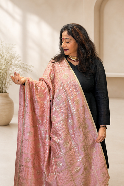 Rose Pink Silk Dupatta