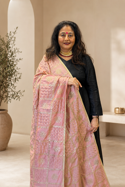 Rose Pink Silk Dupatta