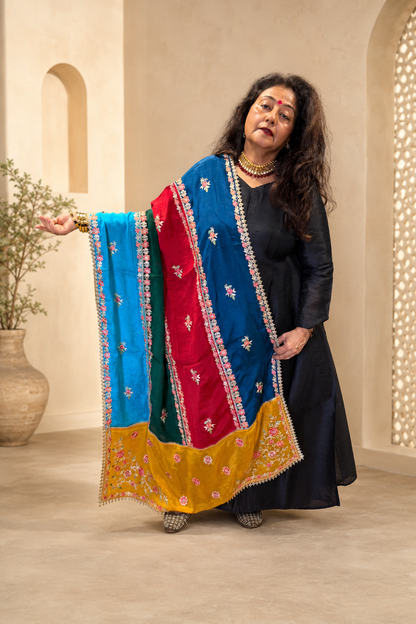 Multicoloured  Chinon Dupatta