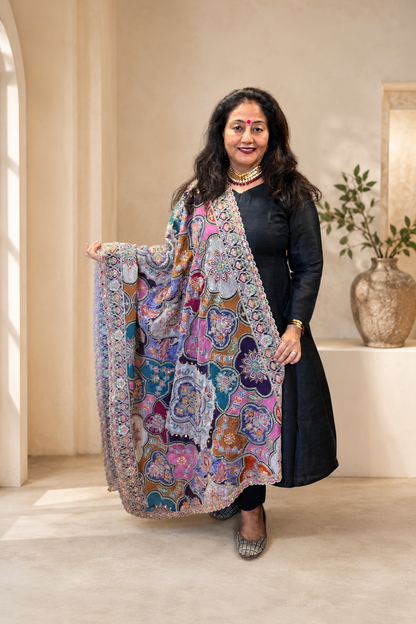 Multicoloured Chinon Dupatta