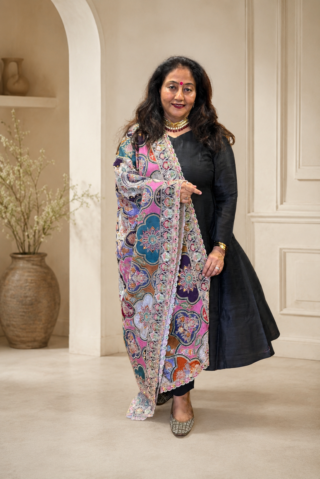 Multicoloured Chinon Dupatta