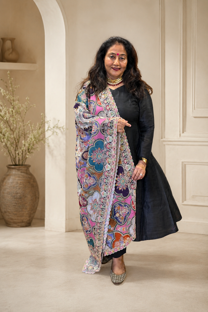 Multicoloured Chinon Dupatta