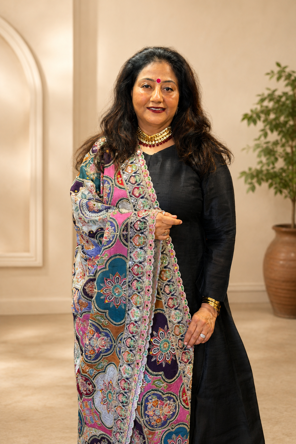 Multicoloured Chinon Dupatta