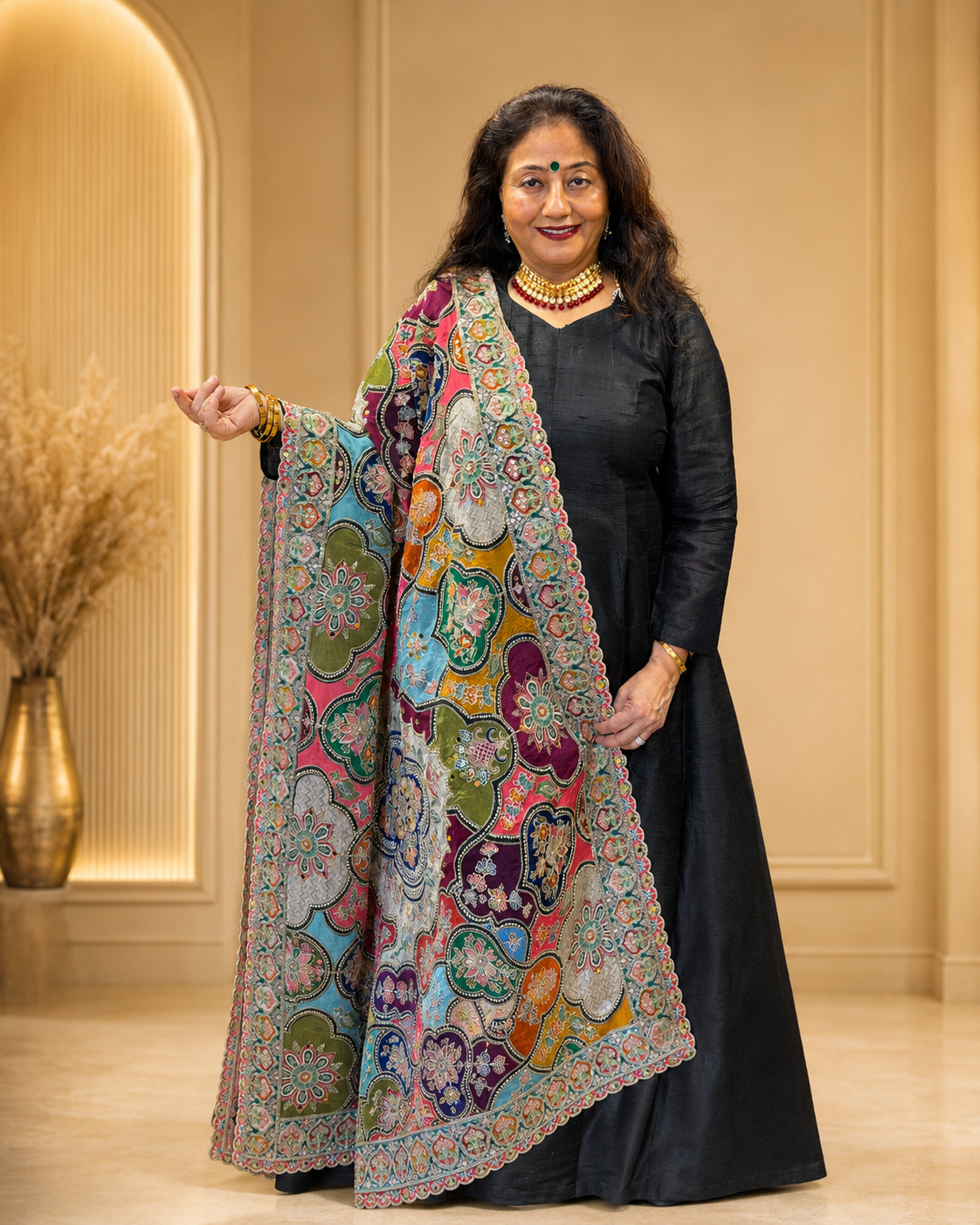 Multicoloured Chinon Dupatta