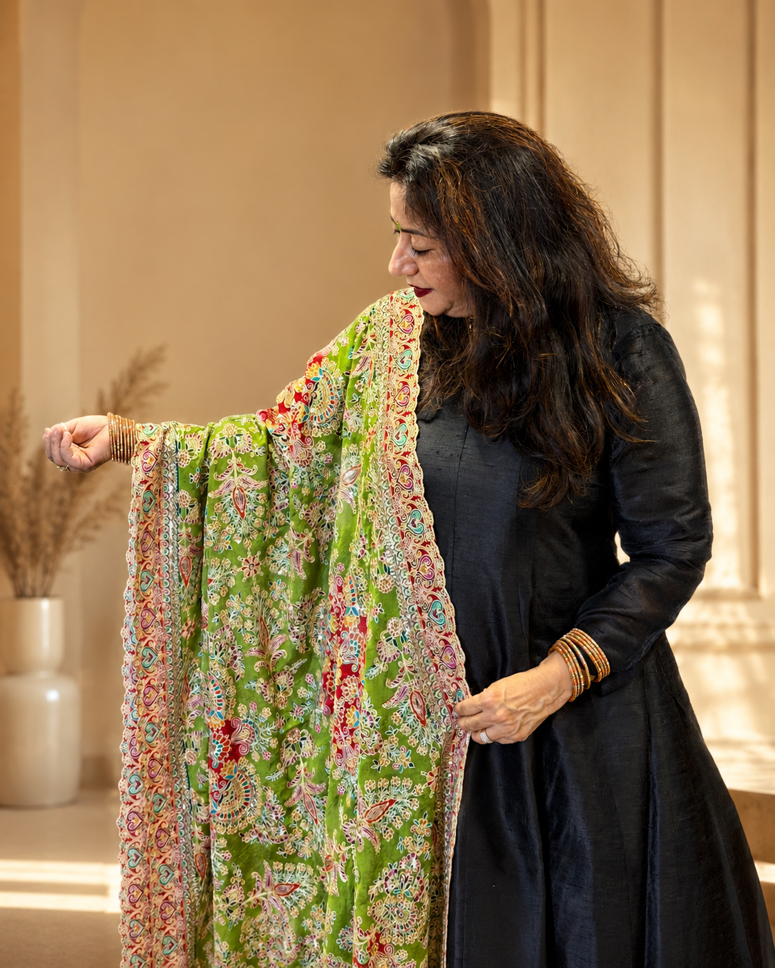 Green Kimkhab Silk Dupatta