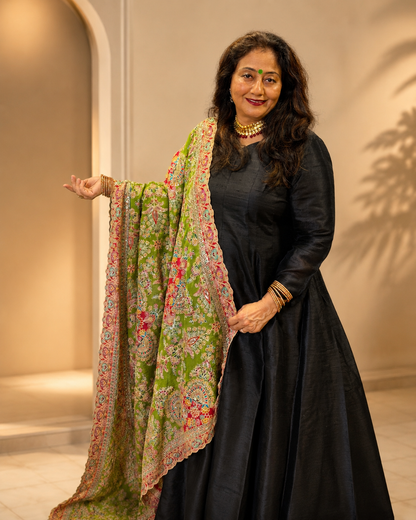 Green Kimkhab Silk Dupatta