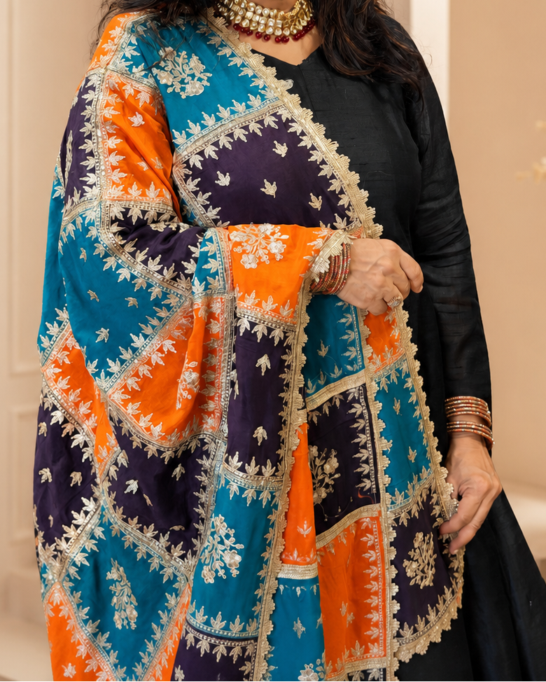 Multicoloured Chinon Dupatta
