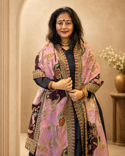 Pink Viscose Organza Dupatta