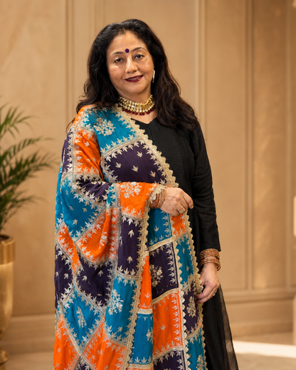 Multicoloured Chinon Dupatta