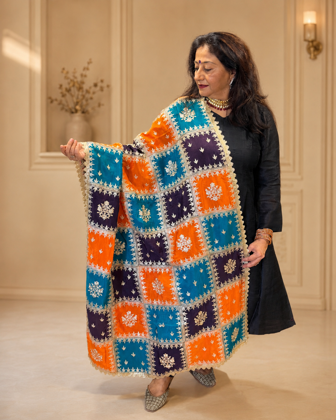 Multicoloured Chinon Dupatta