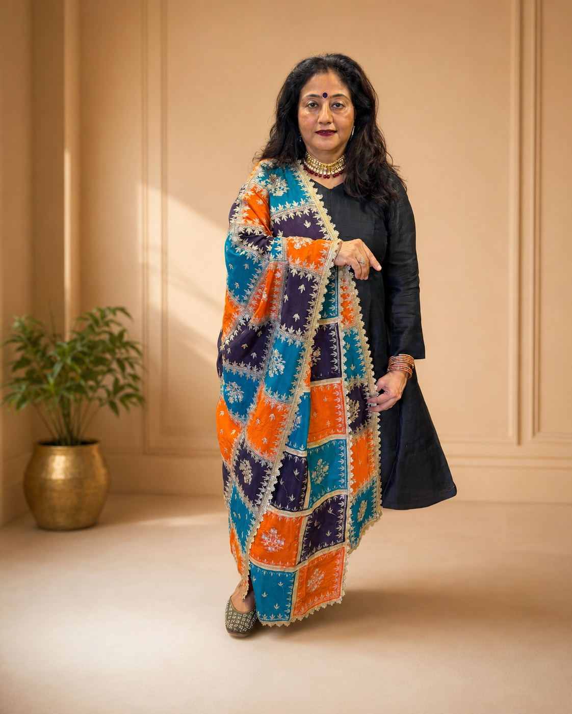 Multicoloured Chinon Dupatta