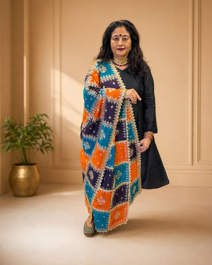 Multicoloured Chinon Dupatta