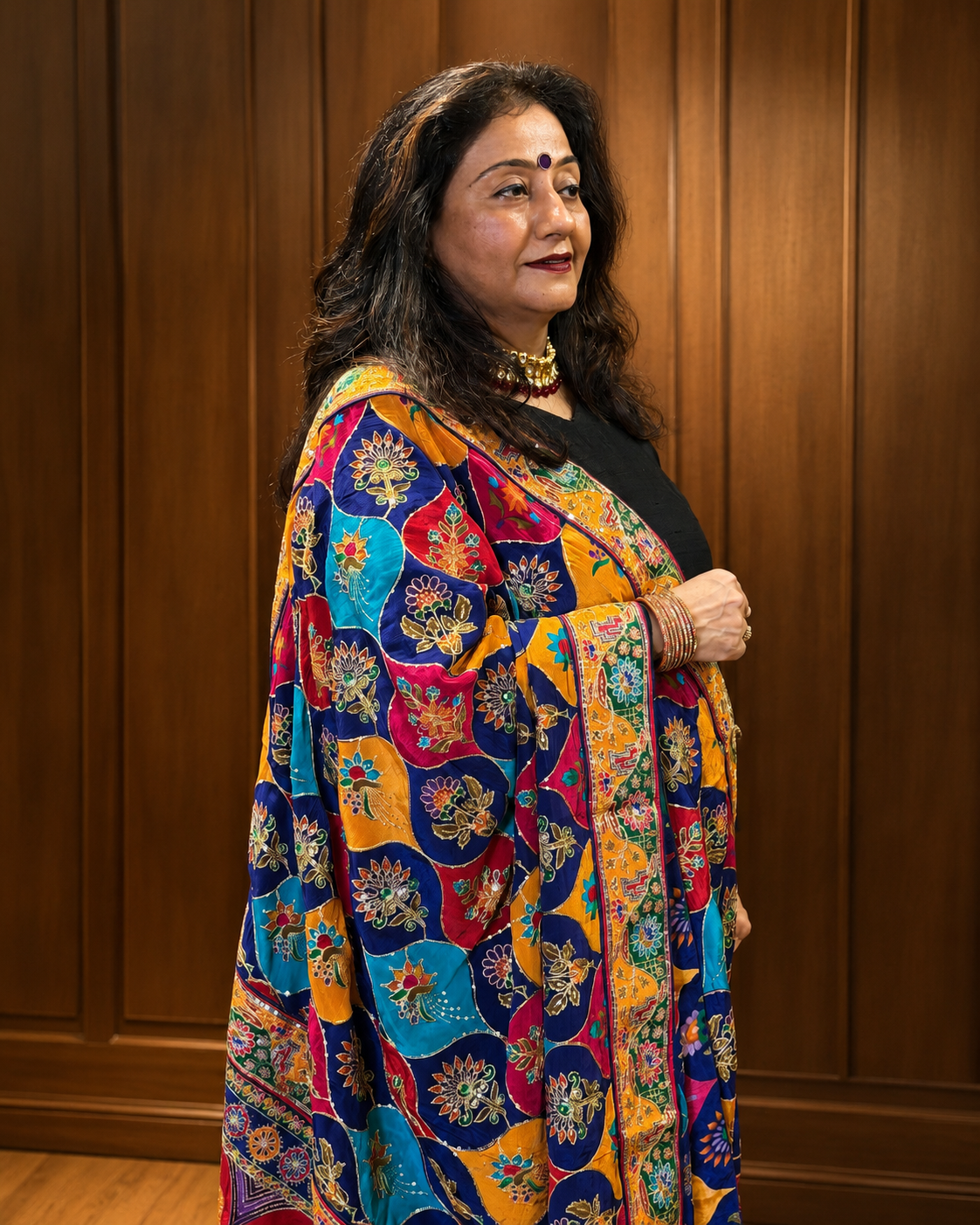 Multicoloured Crepe Dupatta