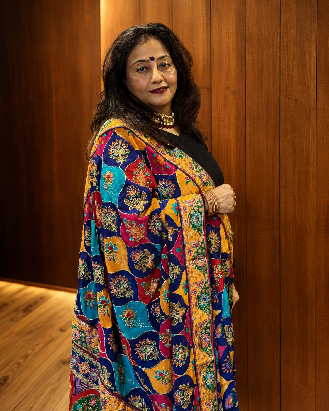 Multicoloured Crepe Dupatta