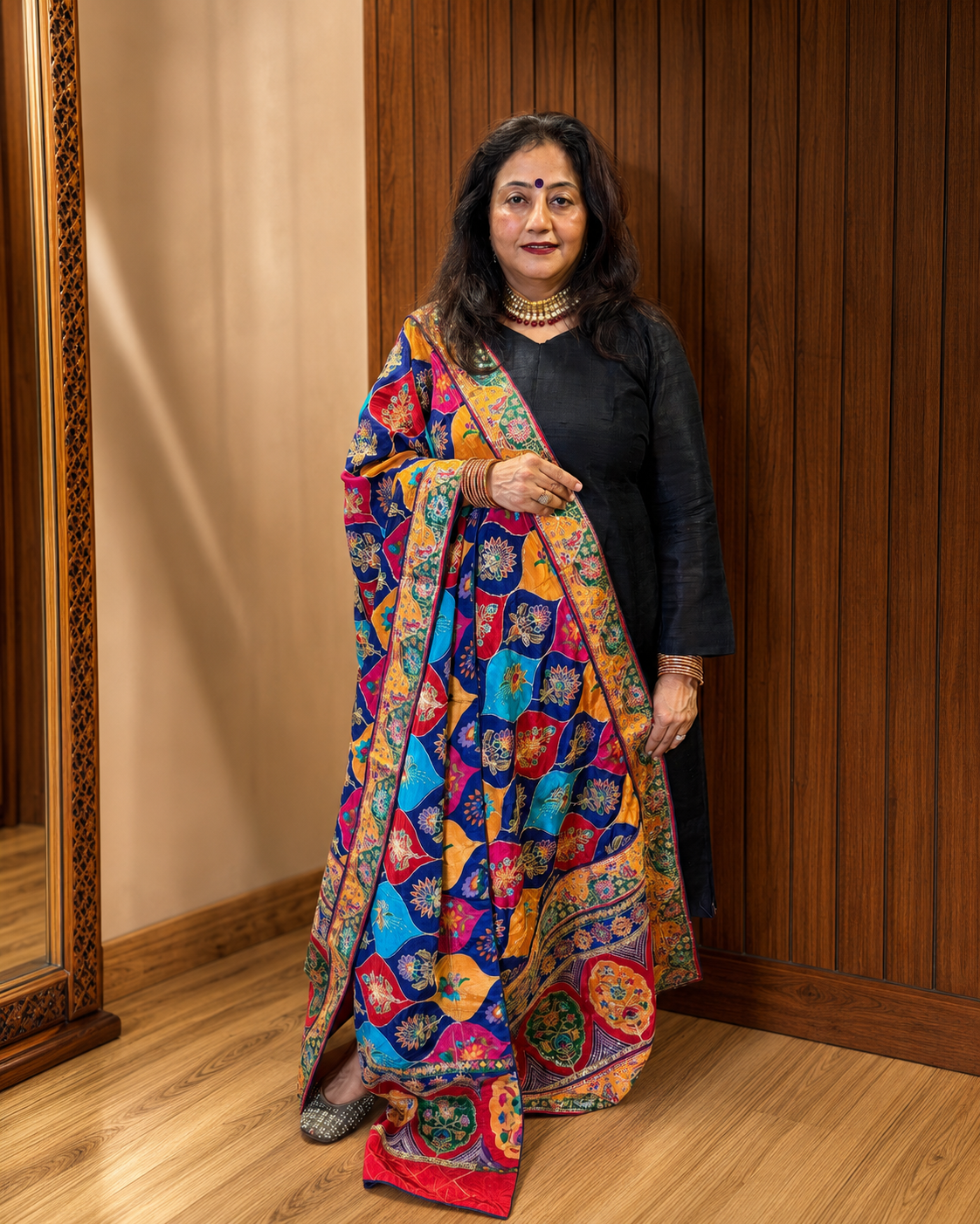 Multicoloured Crepe Dupatta