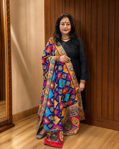 Multicoloured Crepe Dupatta