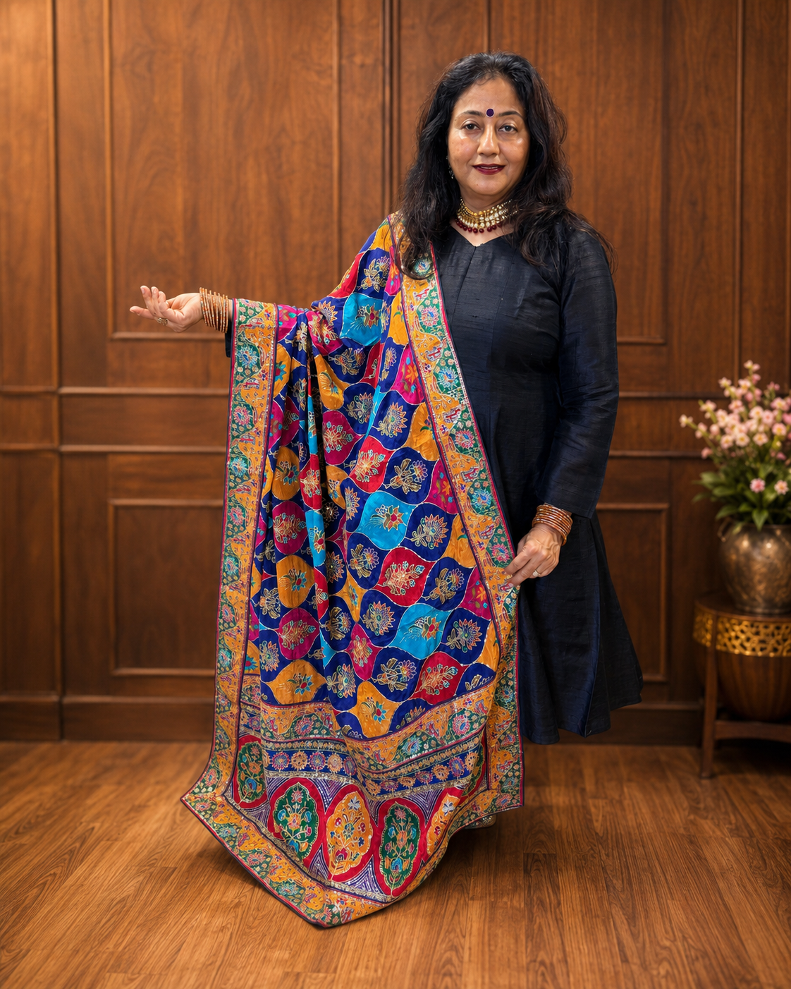 Multicoloured Crepe Dupatta