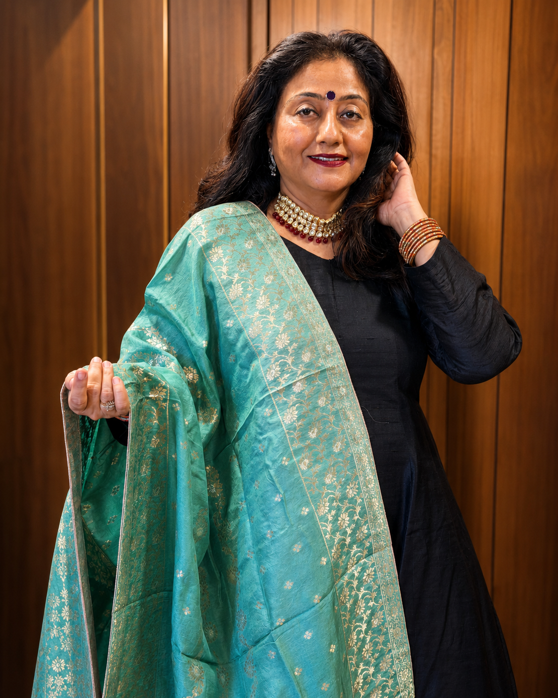 Sea Green Dola Silk Dupatta