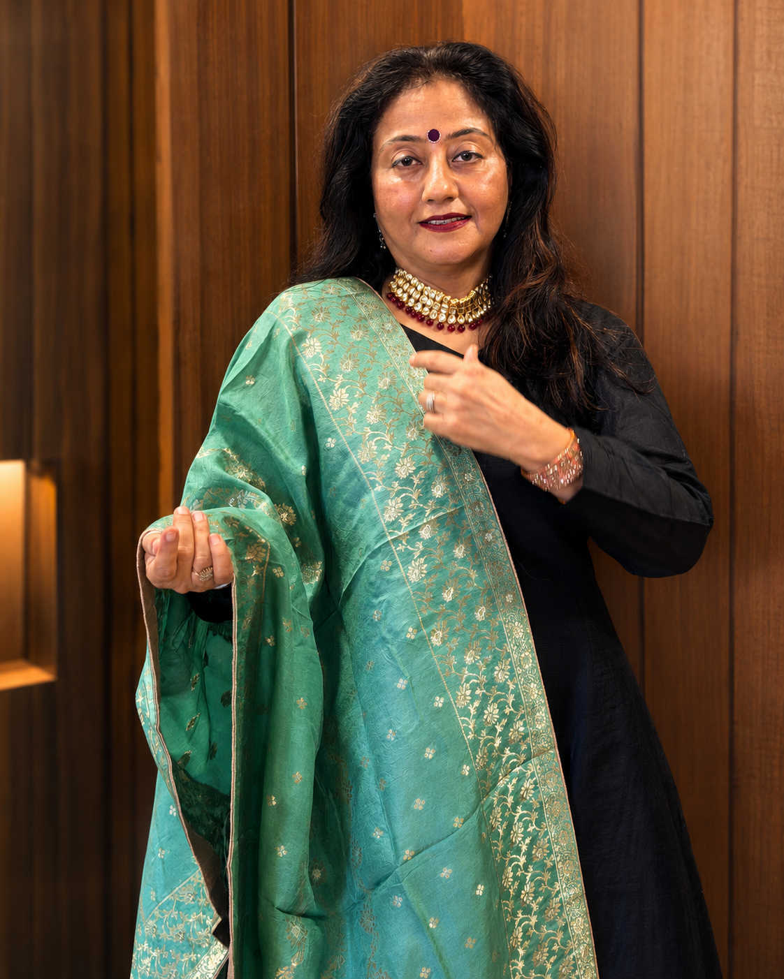 Sea Green Dola Silk Dupatta