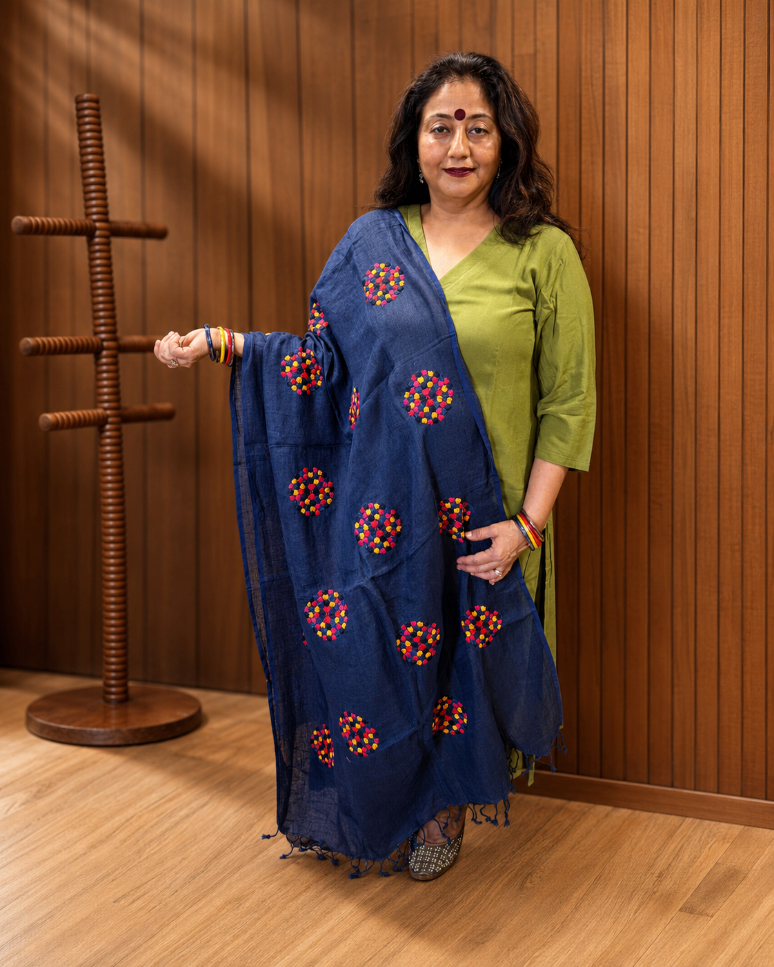 Blue Linen Cotton Dupatta
