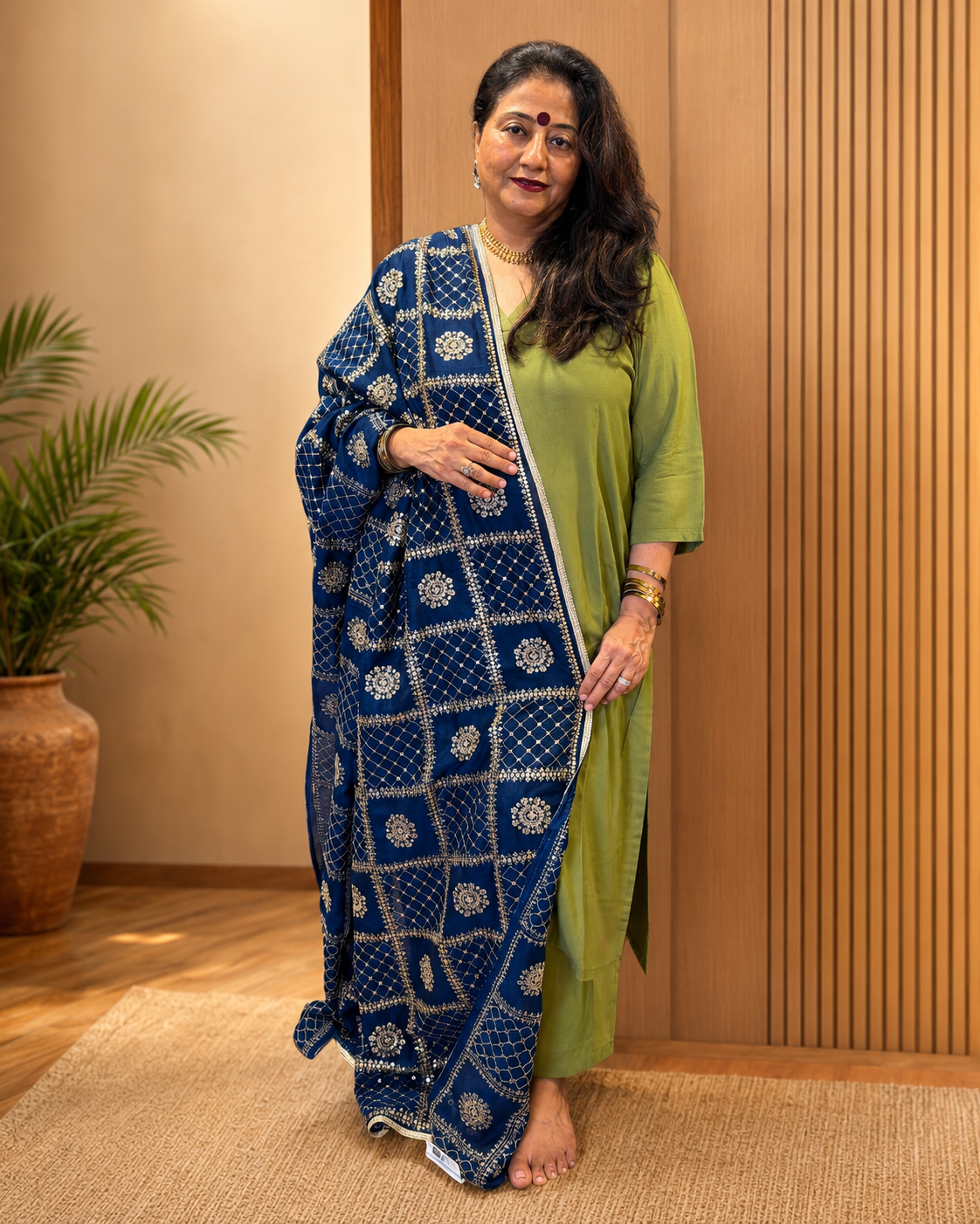 Blue Silk Dupatta