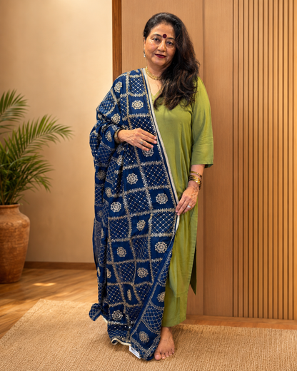 Blue Silk Dupatta