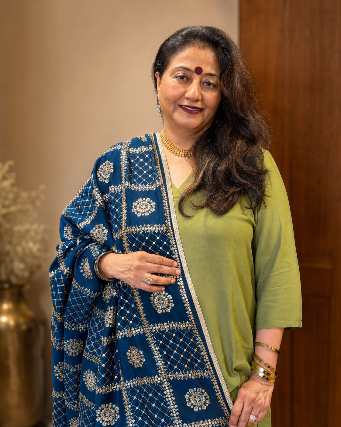 Blue Silk Dupatta