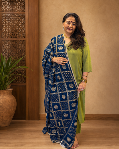 Blue Silk Dupatta