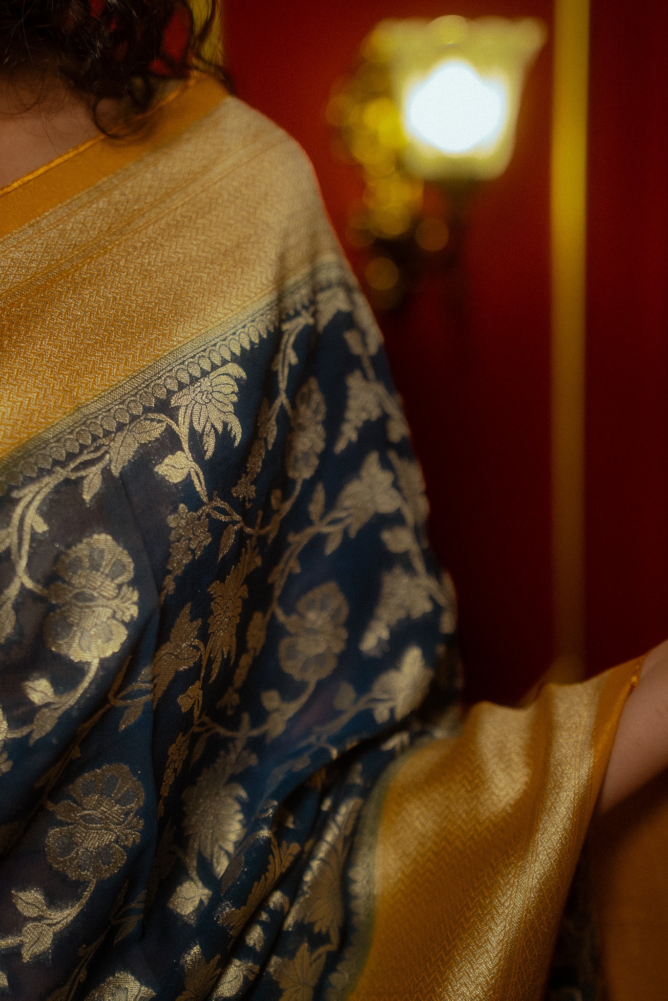 Blue Khaddi Chiffon Saree