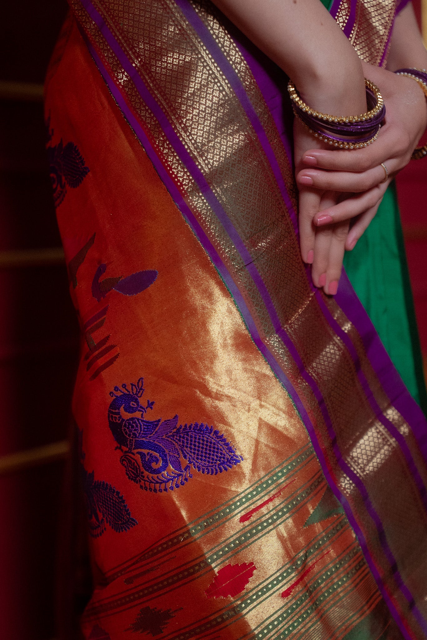 Green Mooga Silk Paithani Saree