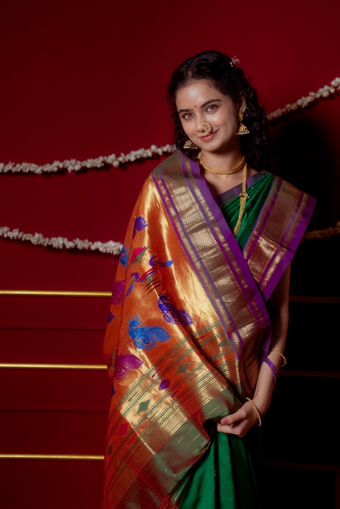 Green Mooga Silk Paithani Saree