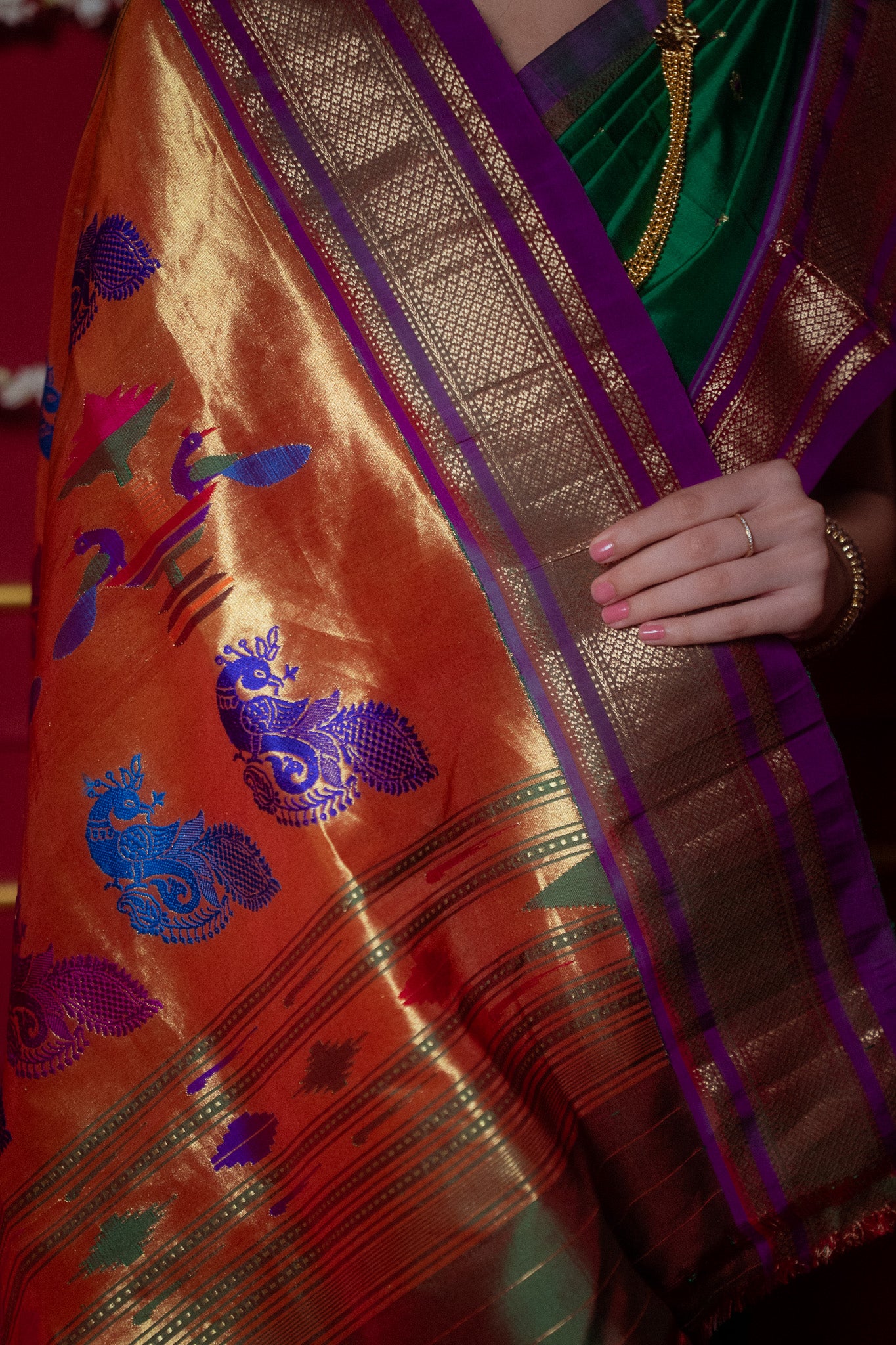 Green Mooga Silk Paithani Saree