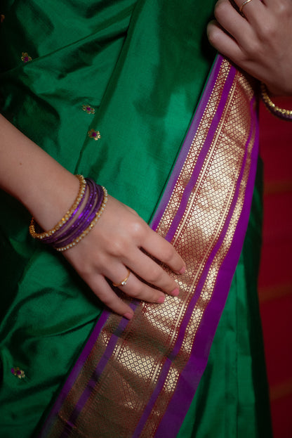 Green Mooga Silk Paithani Saree