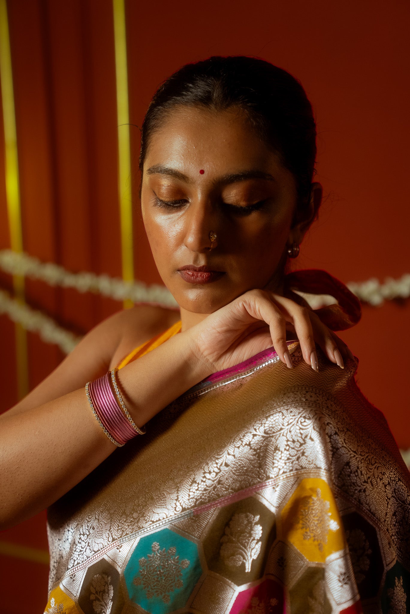 Multicoloured Silk Rangkat Saree