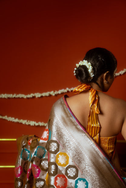 Multicoloured Silk Rangkat Saree