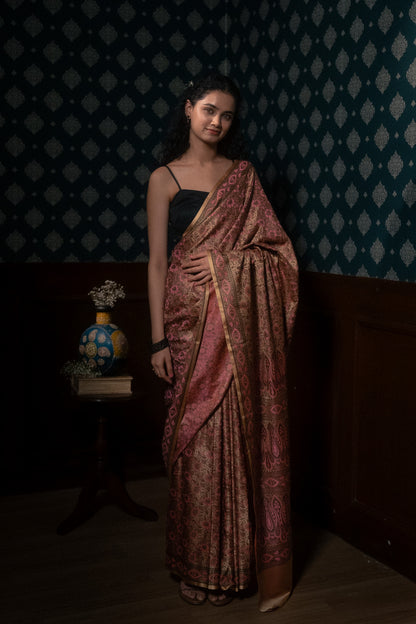 Green Katan Satin Silk Jamdani Pashmina Saree