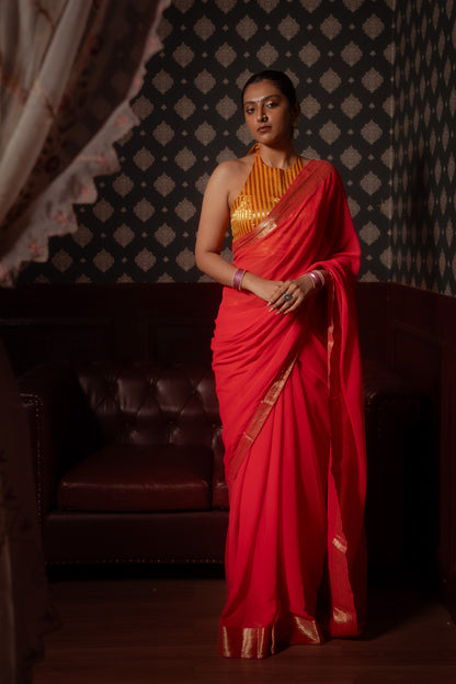Pink Georgette Saree