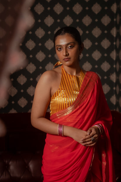 Pink Georgette Saree