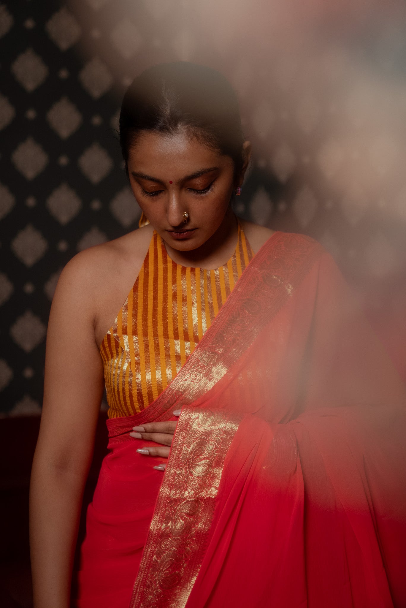 Pink Georgette Saree