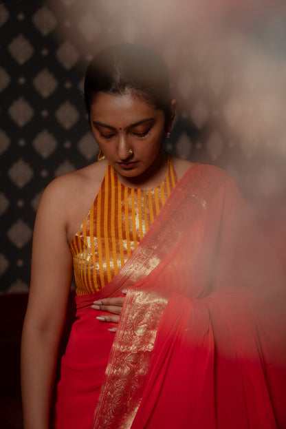 Pink Georgette Saree